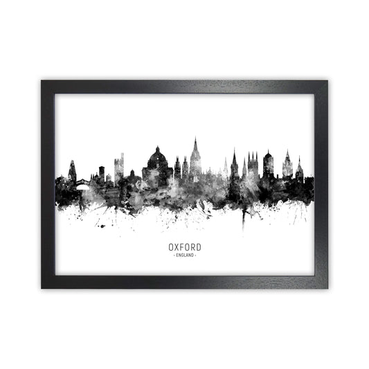Oxford England Skyline Black White City Name  by Michael Tompsett Black Grain
