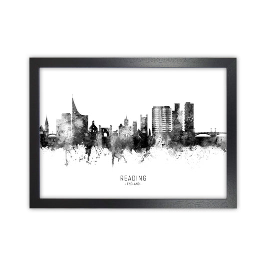 Reading England Skyline Black White City Name  by Michael Tompsett Black Grain