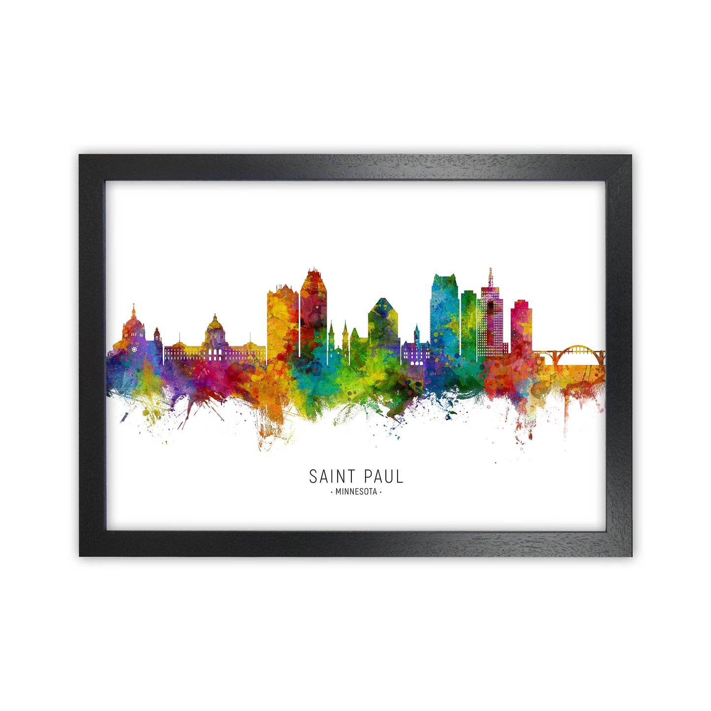 Saint Paul Minnesota Skyline Art Print by Michael Tompsett Black Grain