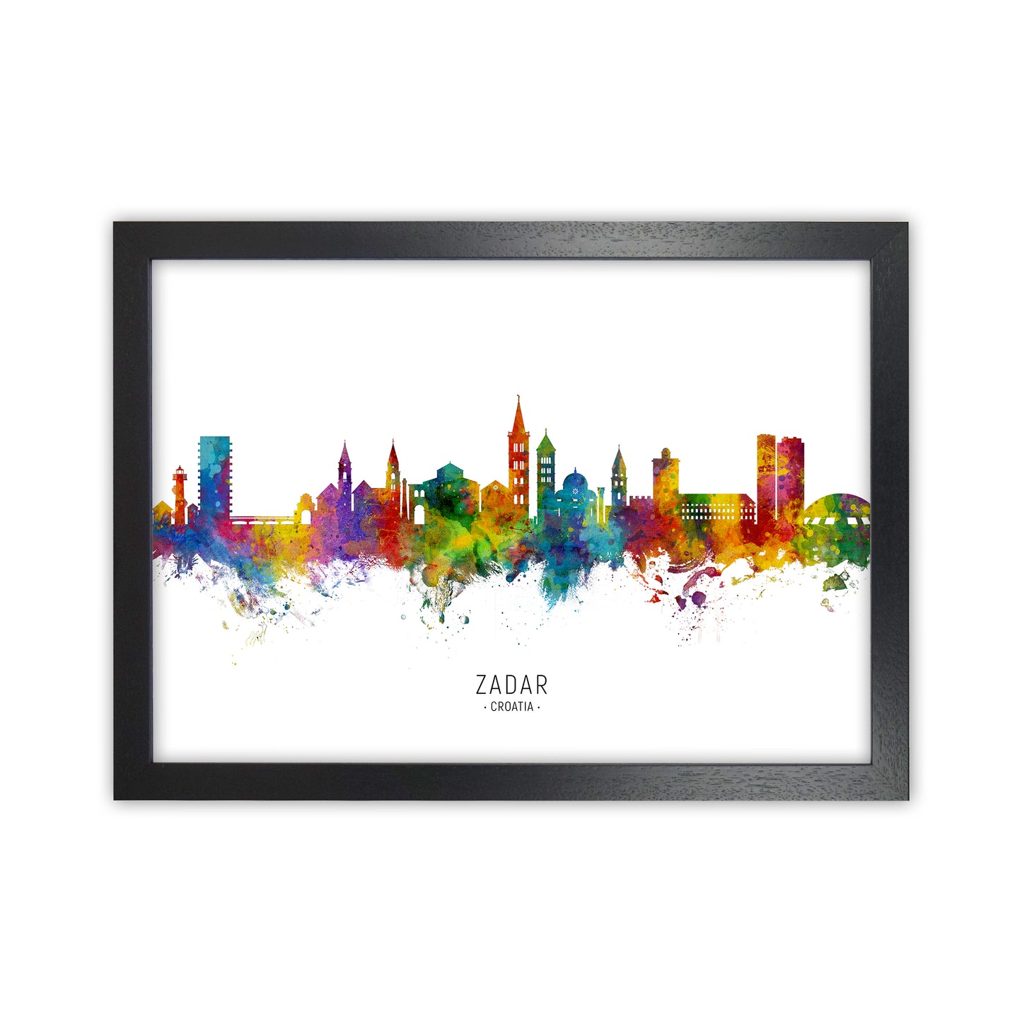 Zadar Croatia Skyline Art Print by Michael Tompsett Black Grain