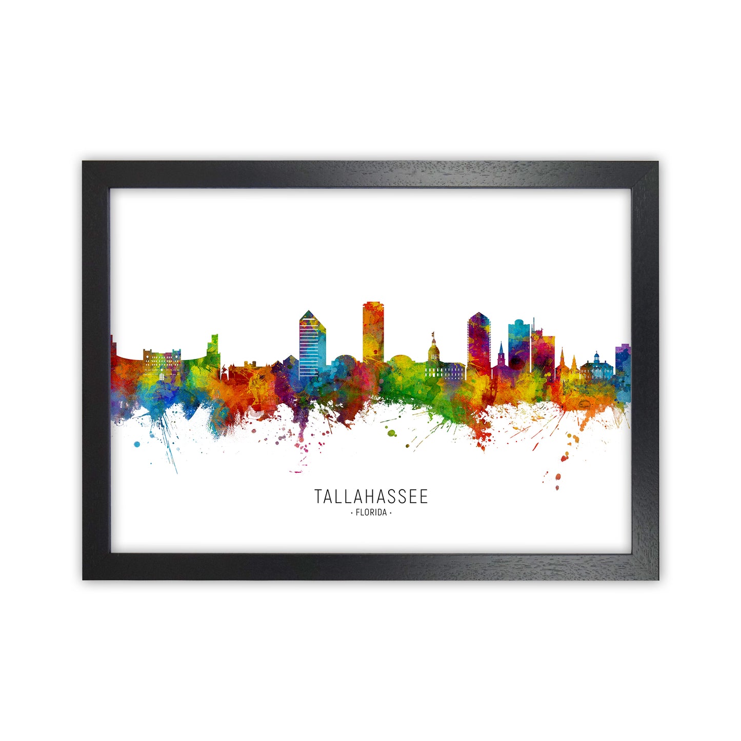 Tallahassee Florida Skyline Art Print by Michael Tompsett Black Grain