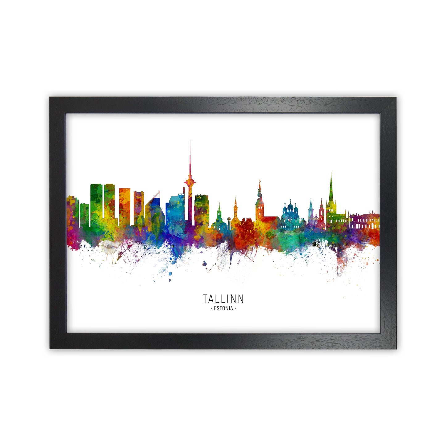Tallinn Estonia Skyline Art Print by Michael Tompsett Black Grain