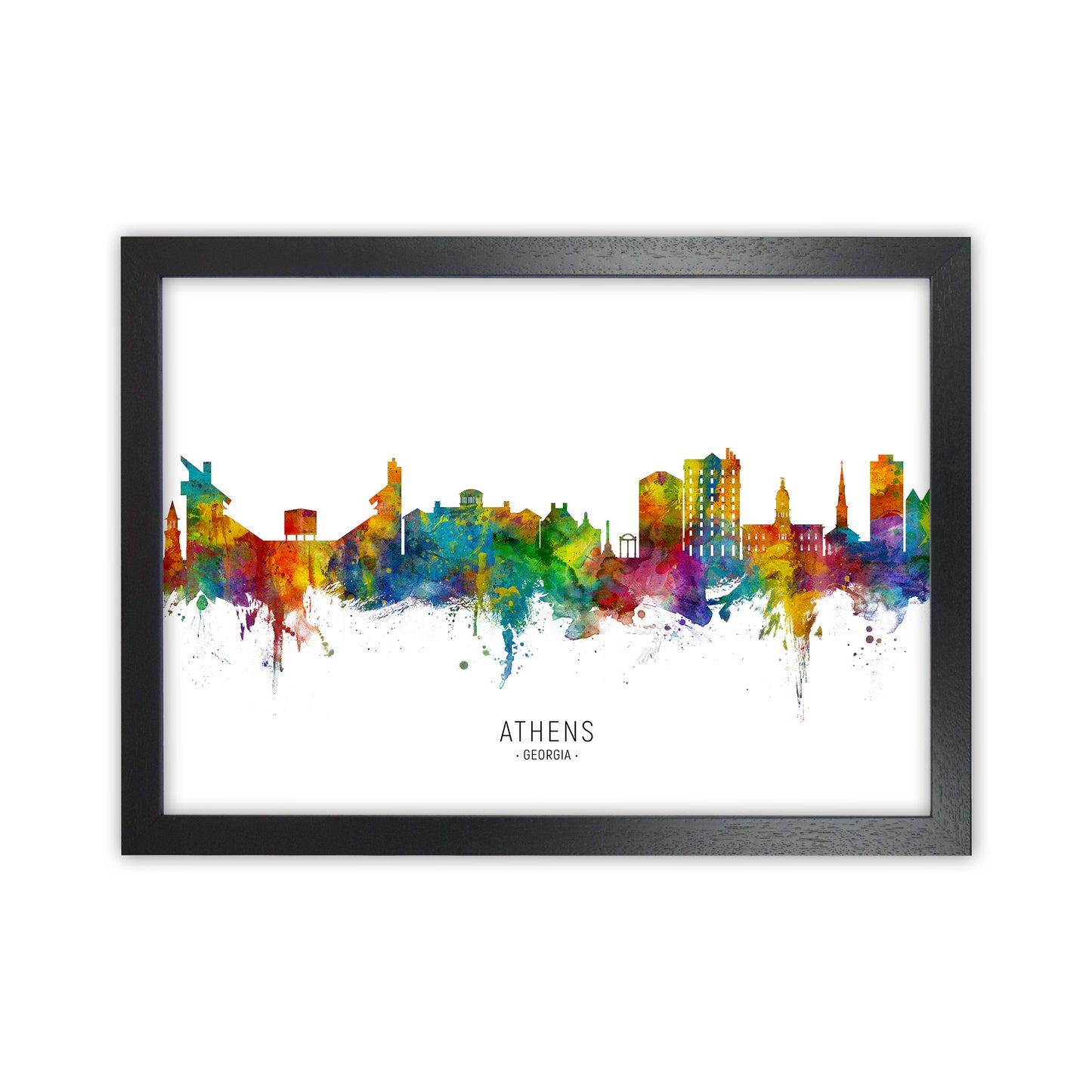 Athens Georgia Skyline Art Print by Michael Tompsett Black Grain