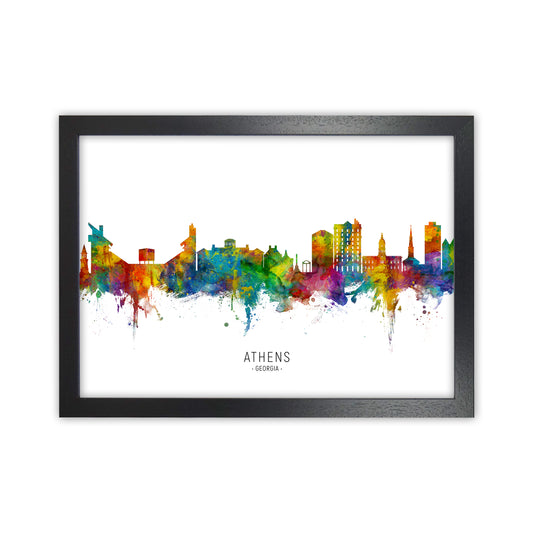 Athens Georgia Skyline Art Print by Michael Tompsett Black Grain