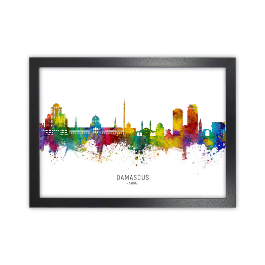 Damascus Syria Skyline Art Print by Michael Tompsett Black Grain