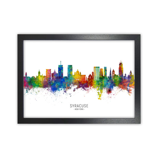 Syracuse New York Skyline Art Print by Michael Tompsett Black Grain