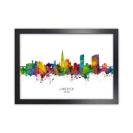 Limerick Ireland Skyline Art Print by Michael Tompsett Black Grain