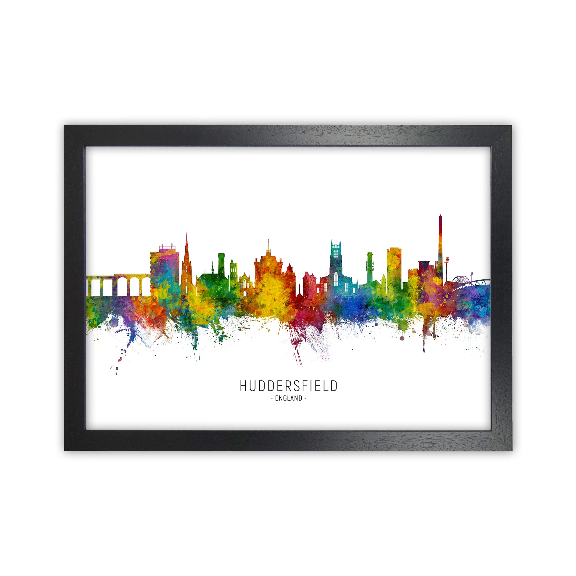 Huddersfield England Skyline Art Print by Michael Tompsett Black Grain