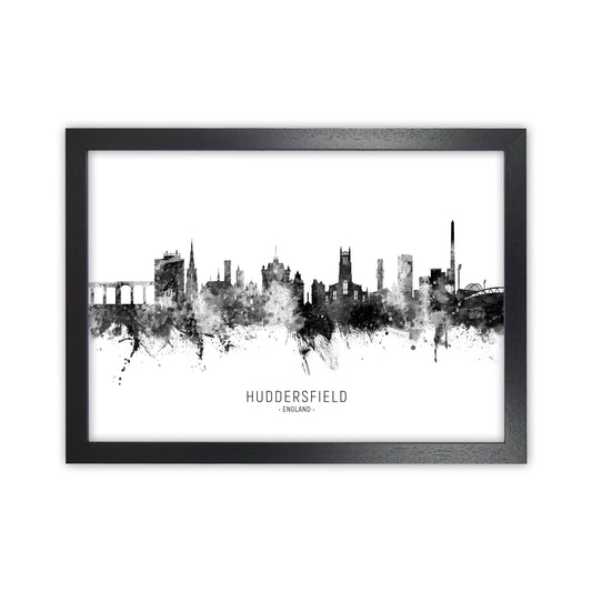Huddersfield England Skyline Black White City Name  by Michael Tompsett Black Grain