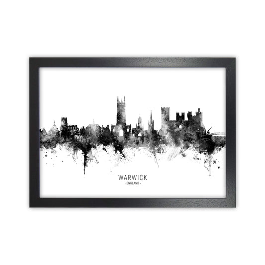 Warwick England Skyline Black White City Name  by Michael Tompsett Black Grain