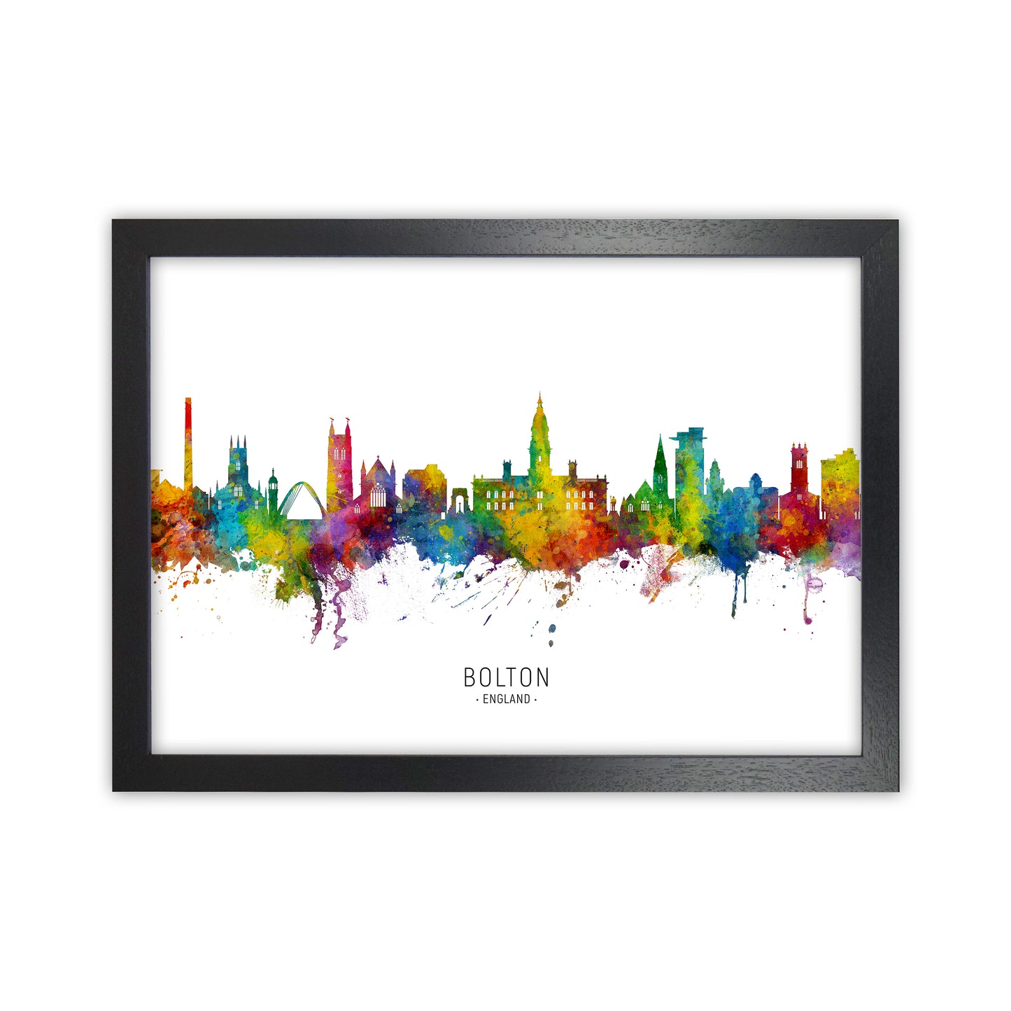 Bolton England Skyline Art Print by Michael Tompsett Black Grain
