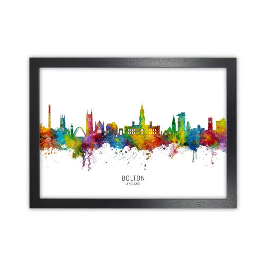 Bolton England Skyline Art Print by Michael Tompsett Black Grain