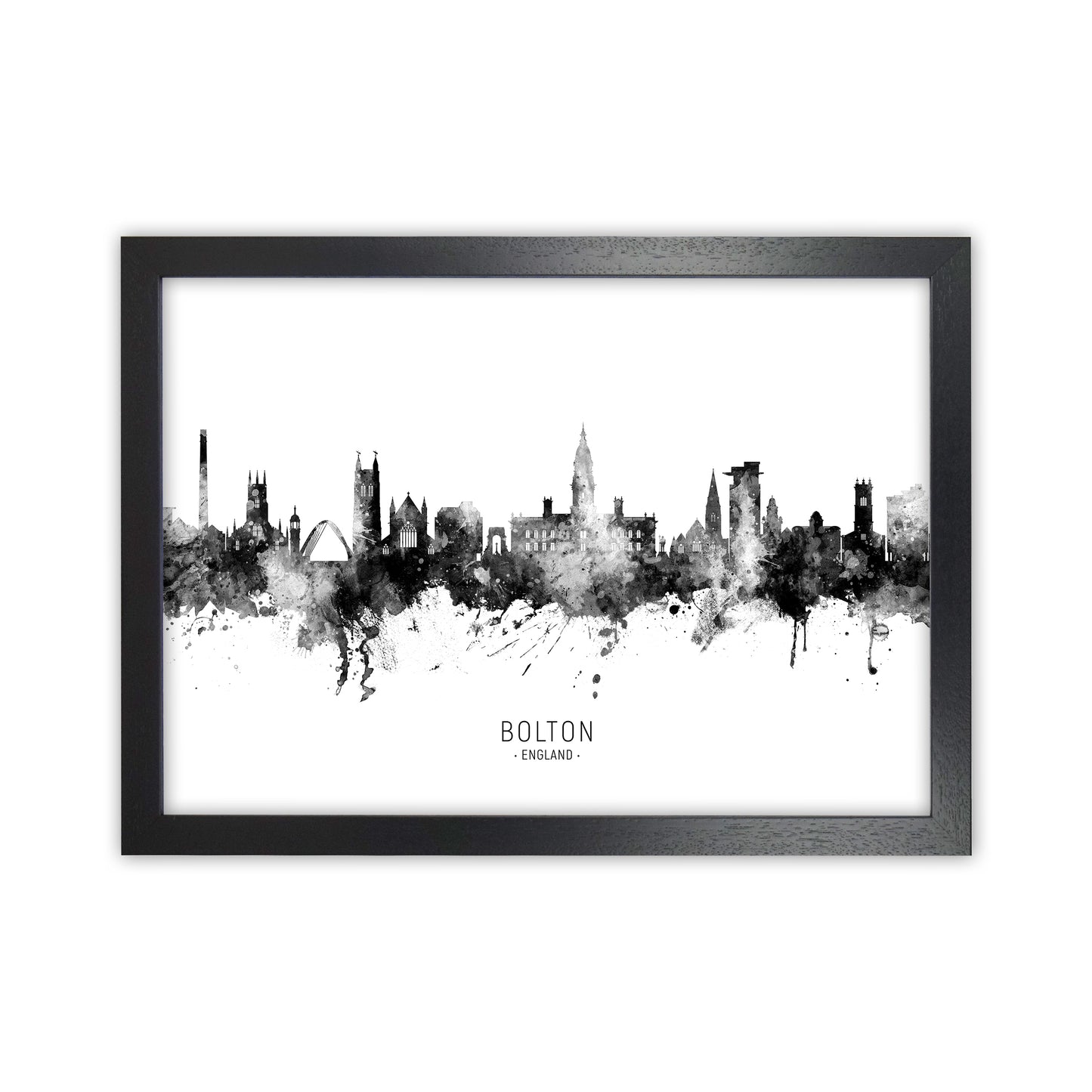 Bolton England Skyline Black White City Name by Michael Tompsett Black Grain
