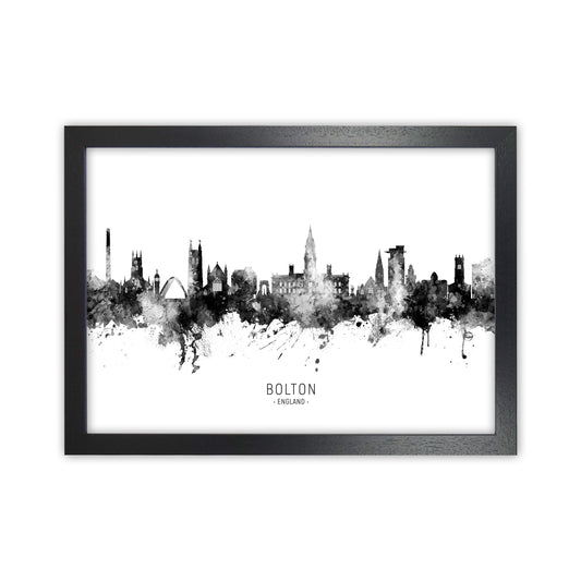 Bolton England Skyline Black White City Name  by Michael Tompsett Black Grain