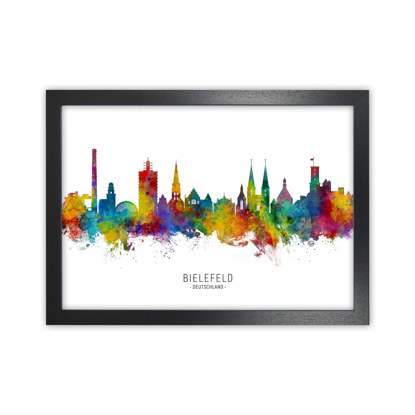 Bielefeld Deutschland Skyline Art Print by Michael Tompsett Black Grain