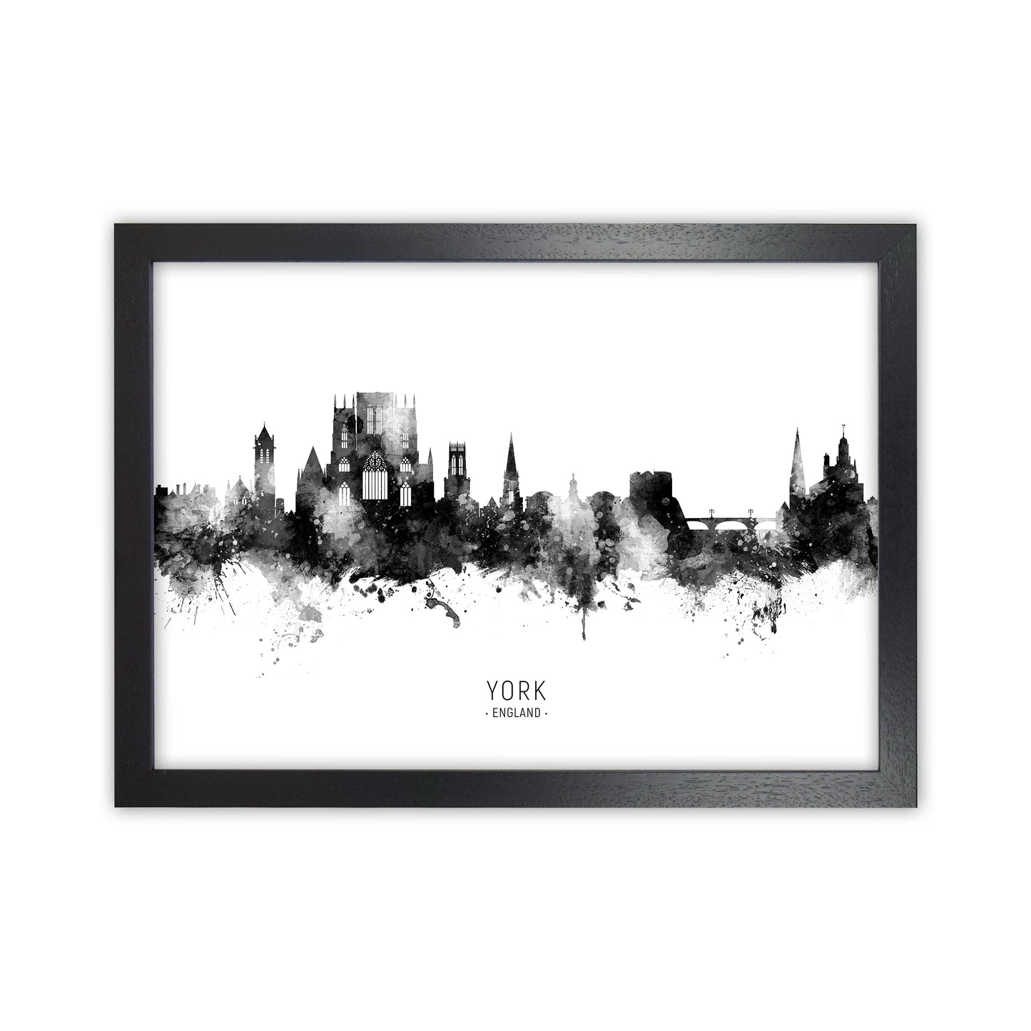 York England Skyline Black White City Name by Michael Tompsett Black Grain
