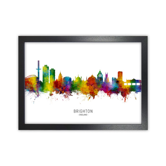 Brighton England Skyline Art Print by Michael Tompsett Black Grain
