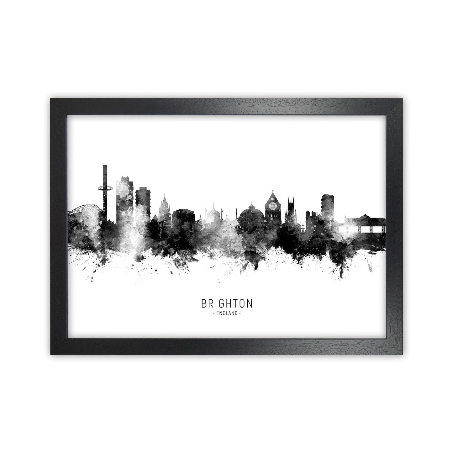 Brighton England Skyline Black White City Name by Michael Tompsett Black Grain