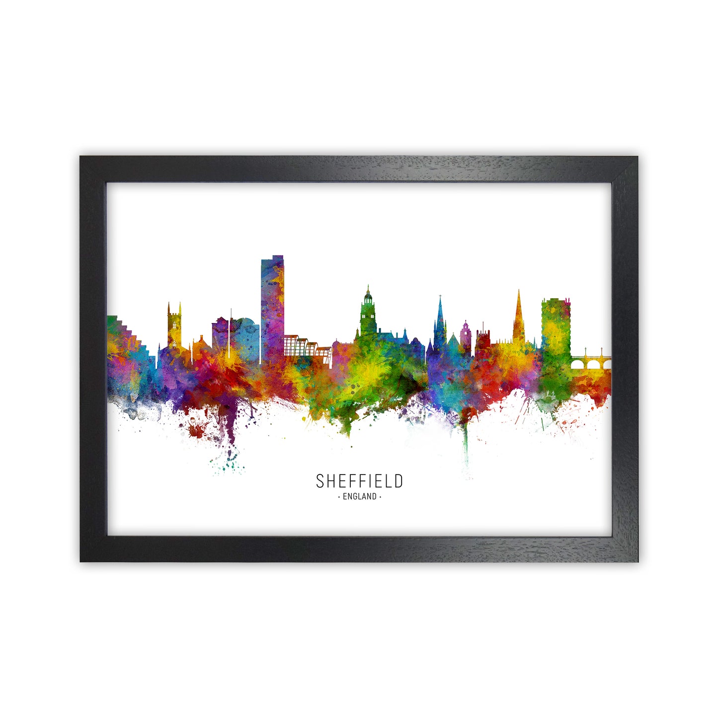 Sheffield England Skyline Art Print by Michael Tompsett Black Grain