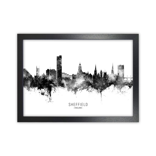 Sheffield England Skyline Black White City Name  by Michael Tompsett Black Grain