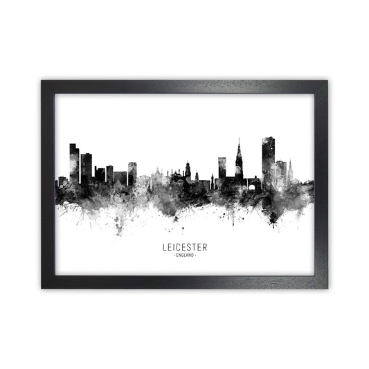 Leicester England Skyline Black White City Name  by Michael Tompsett Black Grain