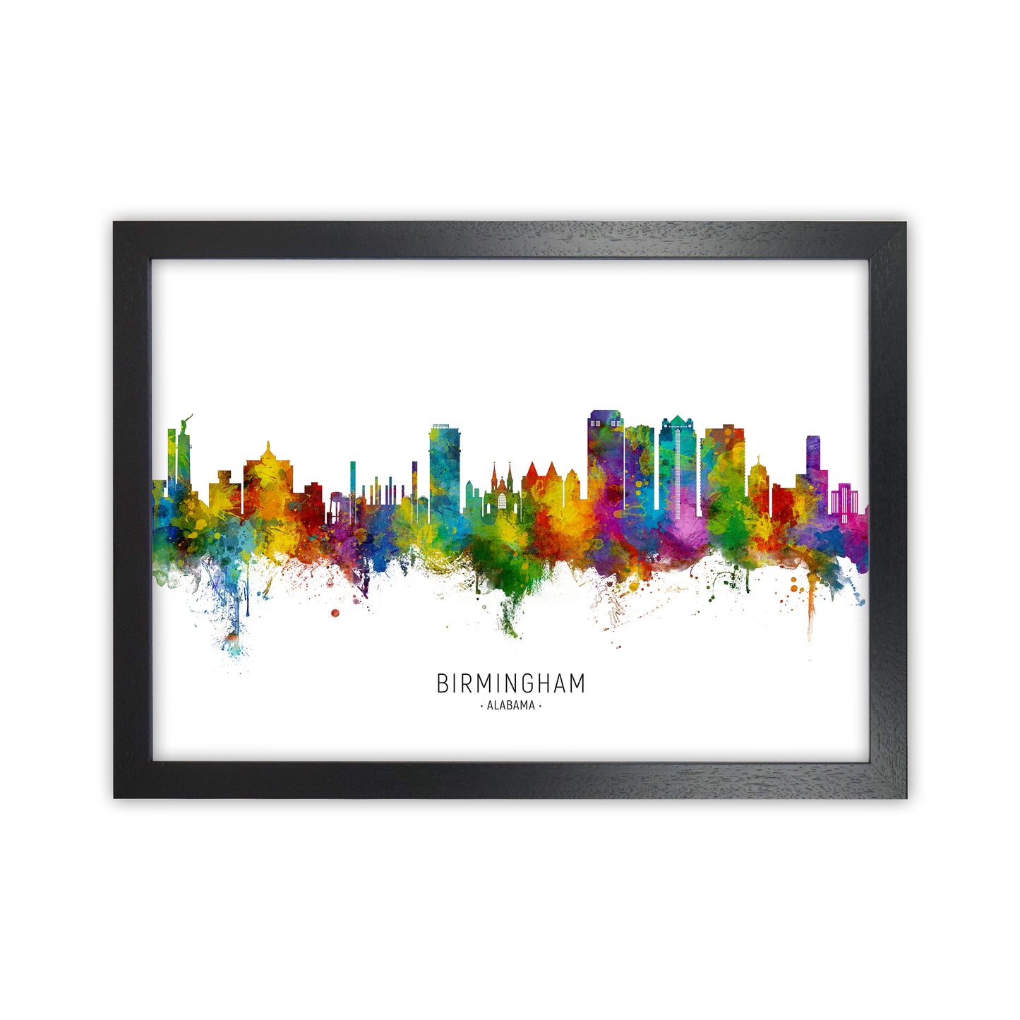 Birmingham Alabama Skyline Art Print by Michael Tompsett Black Grain