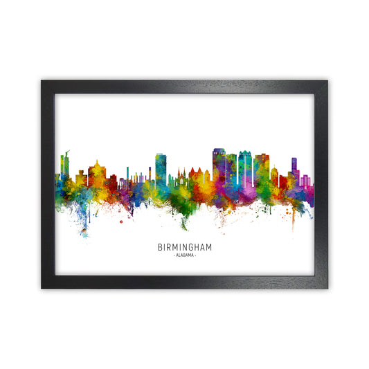Birmingham Alabama Skyline Art Print by Michael Tompsett Black Grain