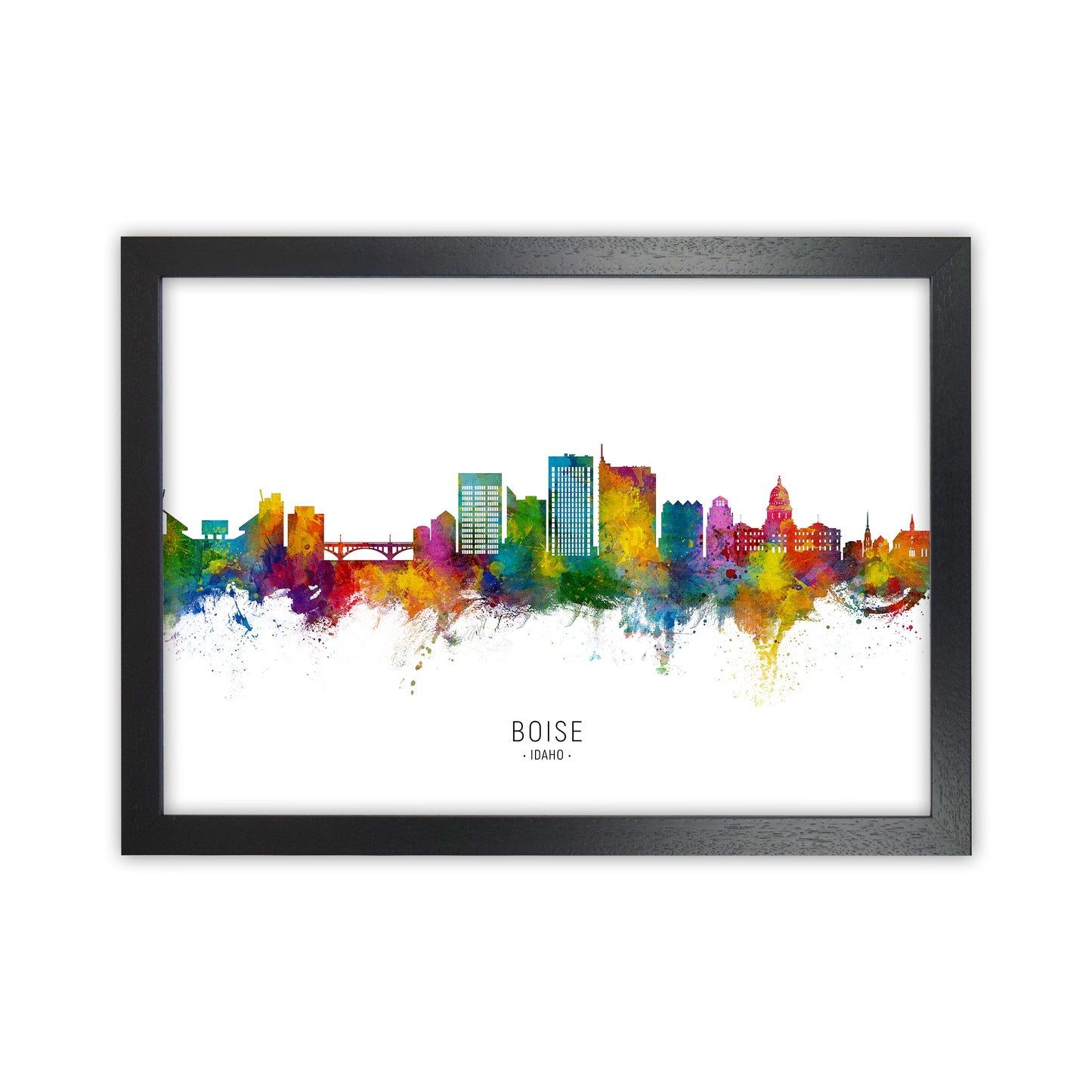 Boise Idaho Skyline Art Print by Michael Tompsett Black Grain