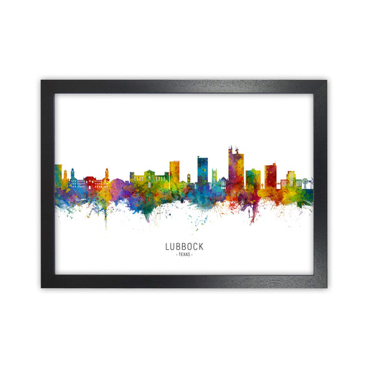 Lubbock Texas Skyline Art Print by Michael Tompsett Black Grain