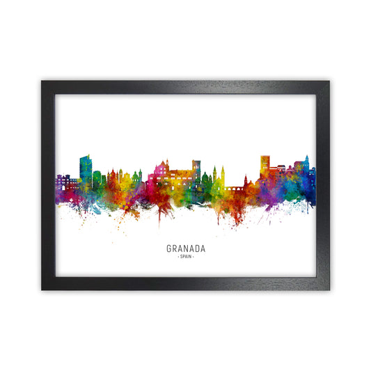 Granada Spain Skyline Art Print by Michael Tompsett Black Grain