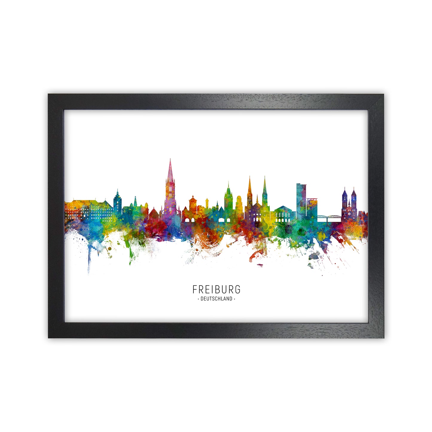 Freiburg Deutschland Skyline Art Print by Michael Tompsett Black Grain