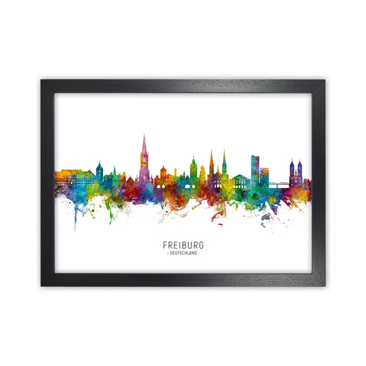 Freiburg Deutschland Skyline Art Print by Michael Tompsett Black Grain