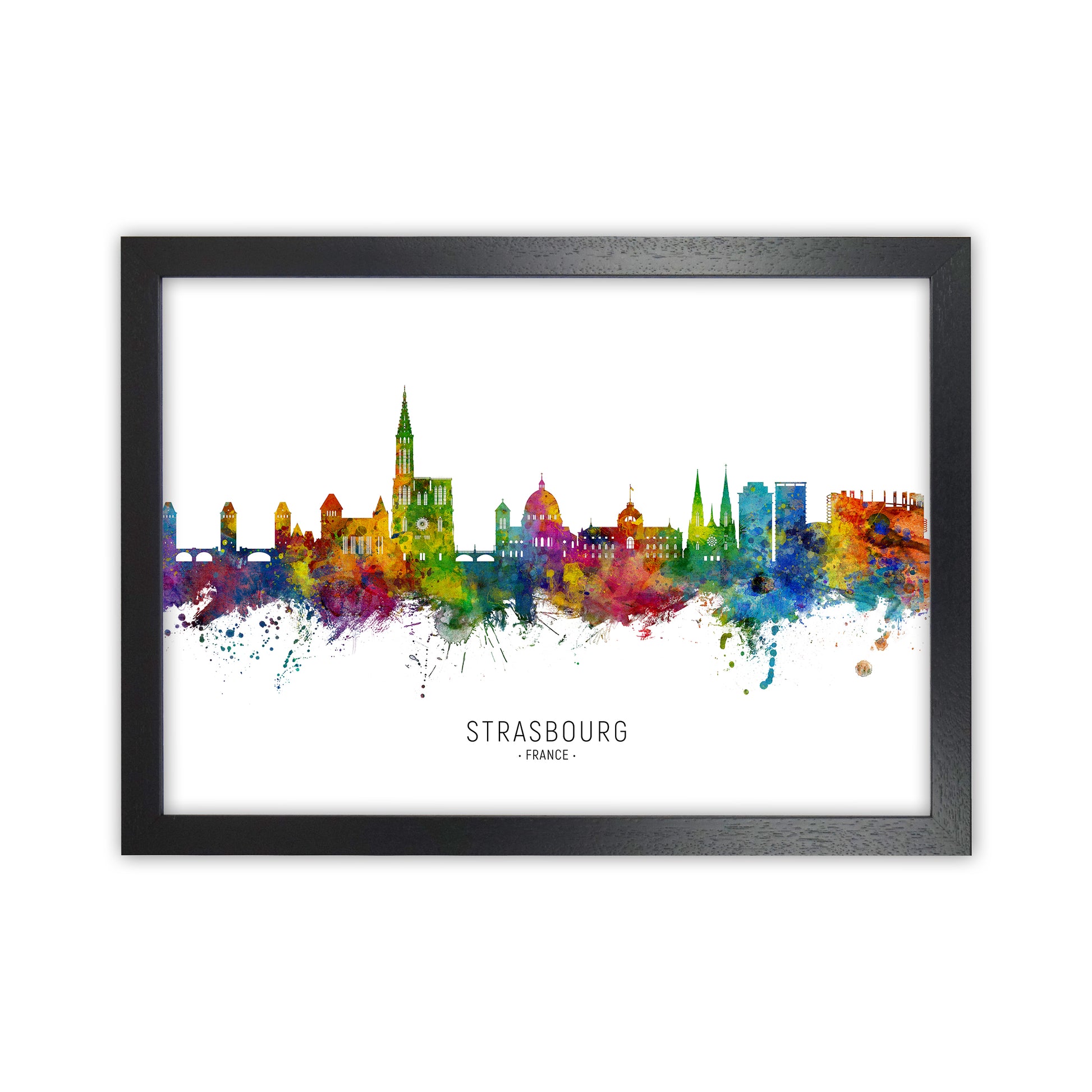 Strasbourg France Skyline Art Print by Michael Tompsett Black Grain