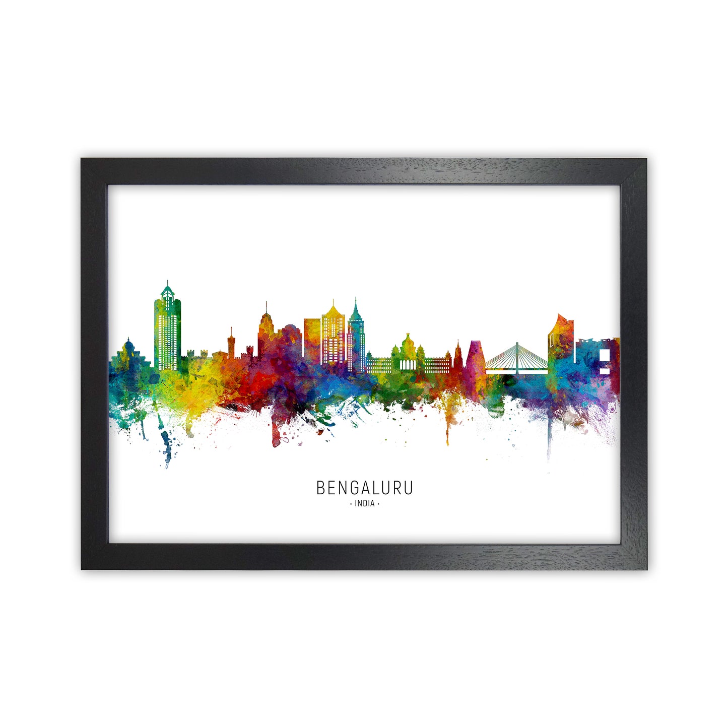 Bengaluru India Skyline Art Print by Michael Tompsett Black Grain