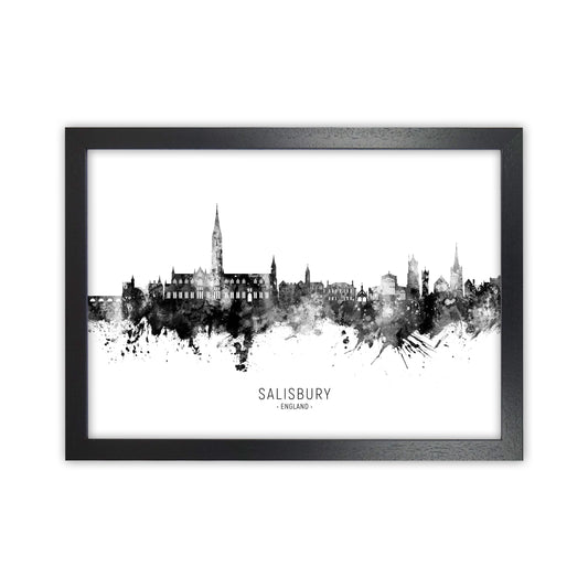 Salisbury England Skyline Black White City Name  by Michael Tompsett Black Grain