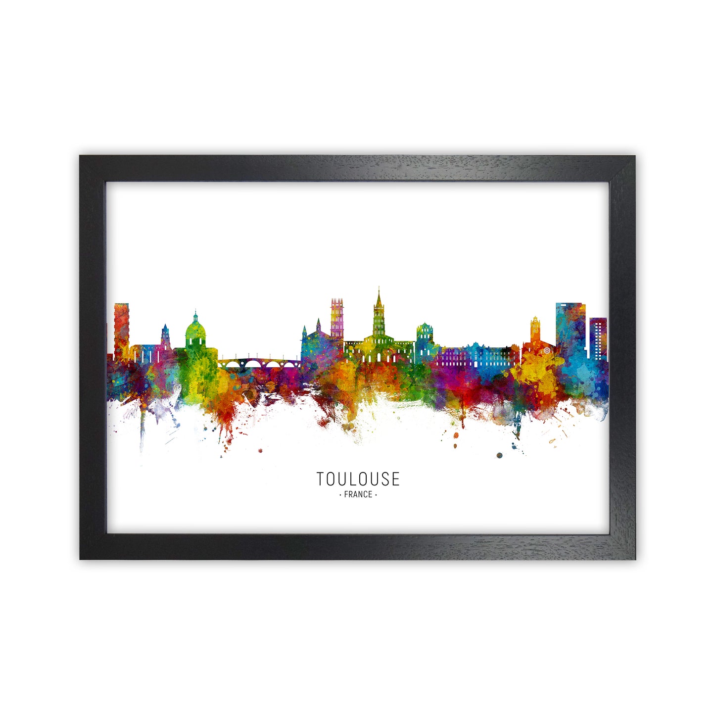 Toulouse France Skyline Art Print by Michael Tompsett Black Grain