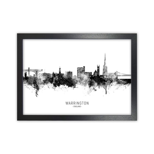 Warrington England Skyline Black White City Name  by Michael Tompsett Black Grain