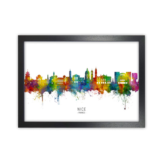 Nice France Skyline Art Print by Michael Tompsett Black Grain