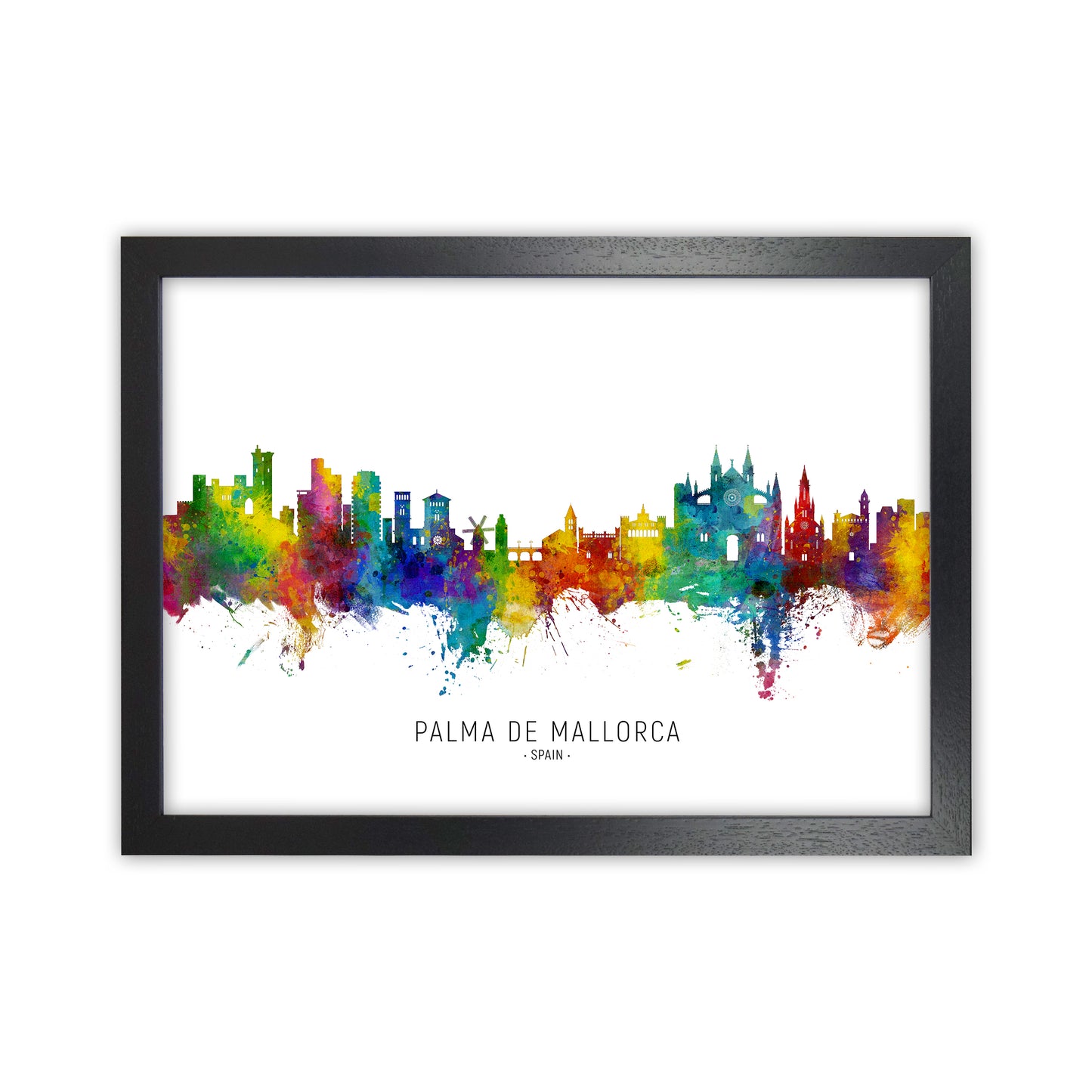 Palma De Mallorca Spain Skyline Art Print by Michael Tompsett Black Grain