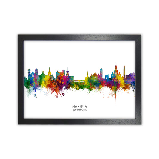 Nashua New Hampshire Skyline Art Print by Michael Tompsett Black Grain