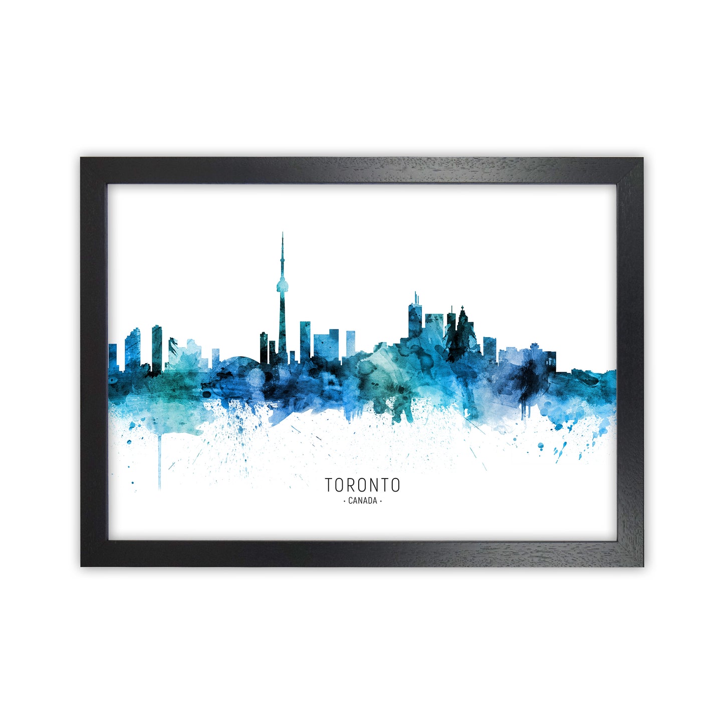 Toronto Canada Skyline Blue City Name by Michael Tompsett Black Grain