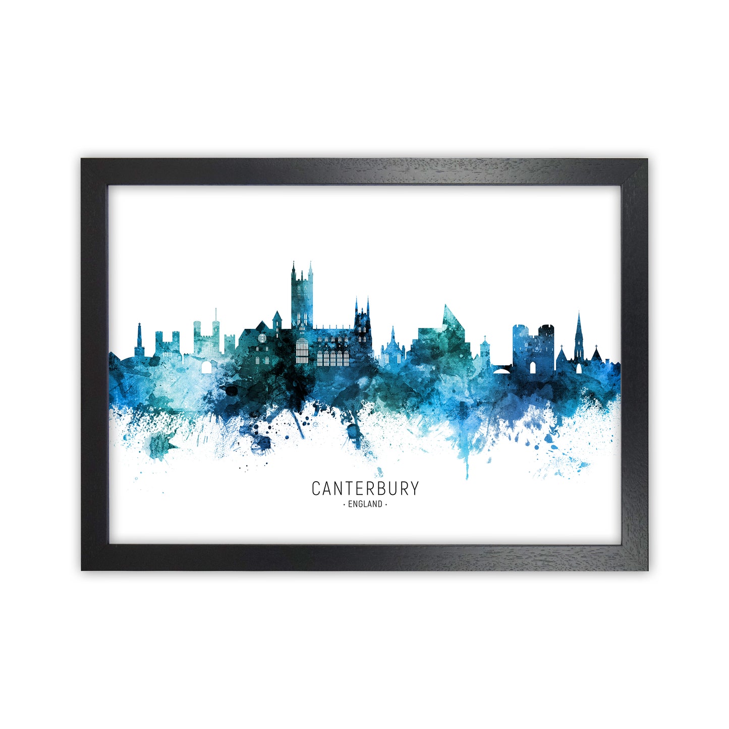 Canterbury England Skyline Blue City Name by Michael Tompsett Black Grain