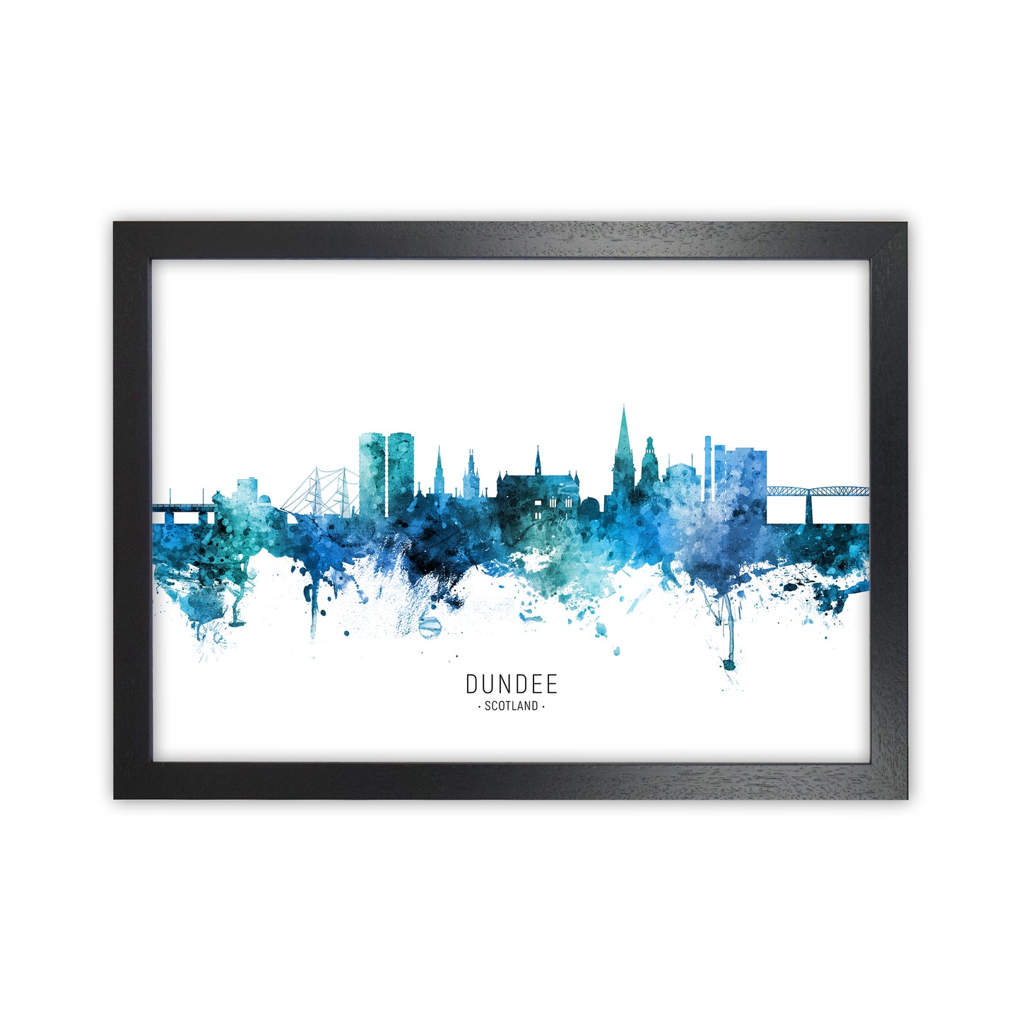 Dundee Scotland Skyline Blue City Name by Michael Tompsett Black Grain