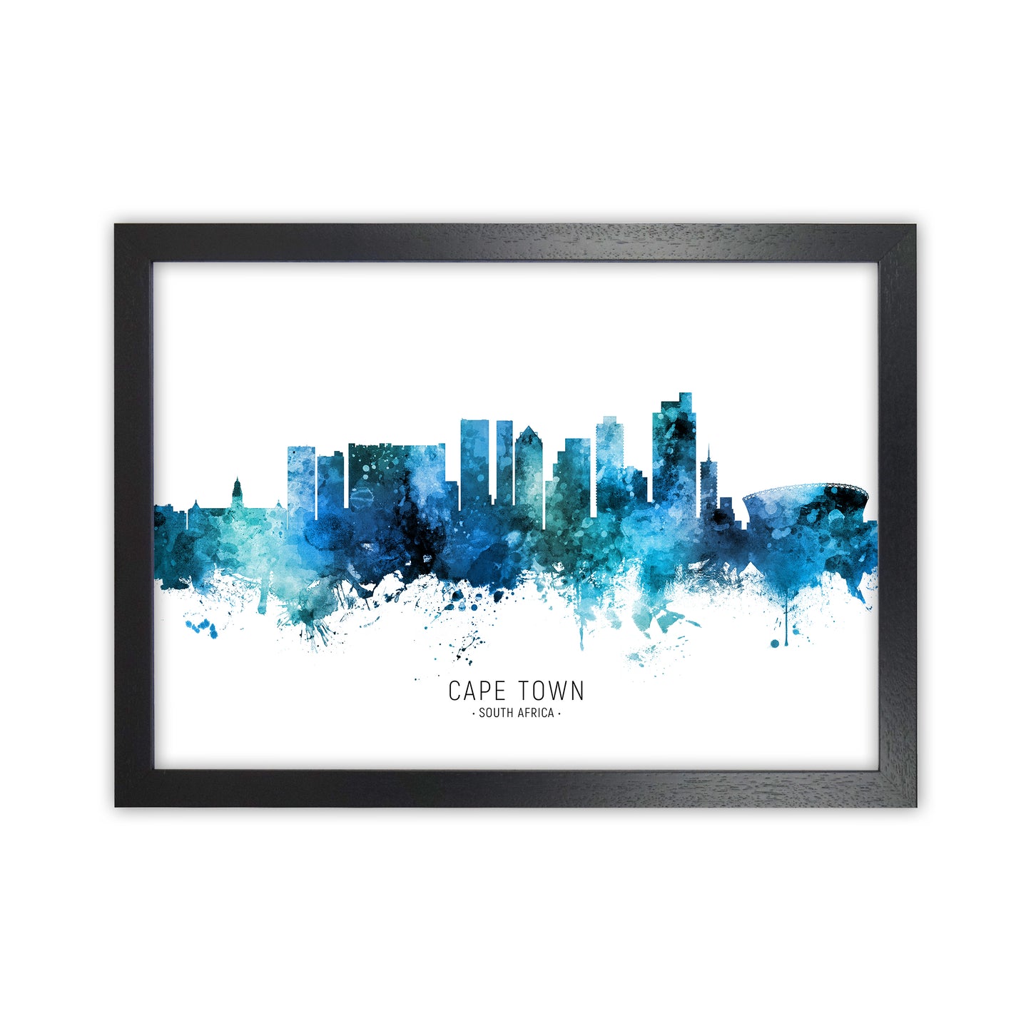 Cape Town South Africa Skyline Blue City Name by Michael Tompsett Black Grain