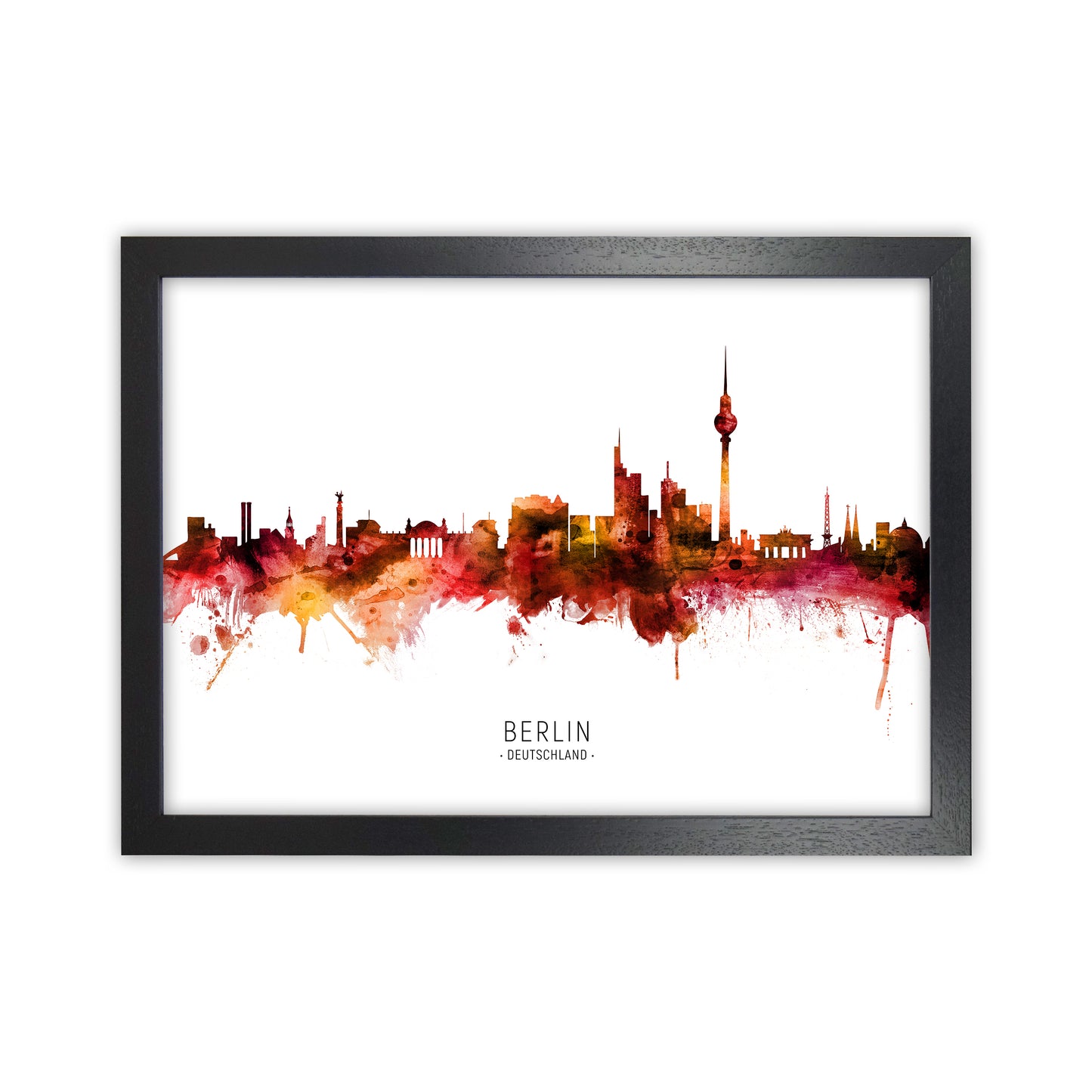Berlin Deutschland Skyline Red City Name by Michael Tompsett Black Grain