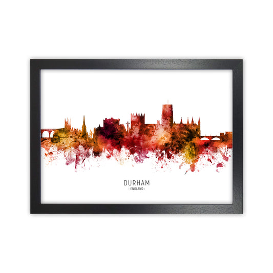 Durham England Skyline Red City Name  by Michael Tompsett Black Grain