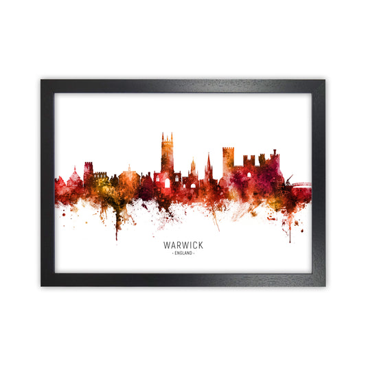 Warwick England Skyline Red City Name  by Michael Tompsett Black Grain