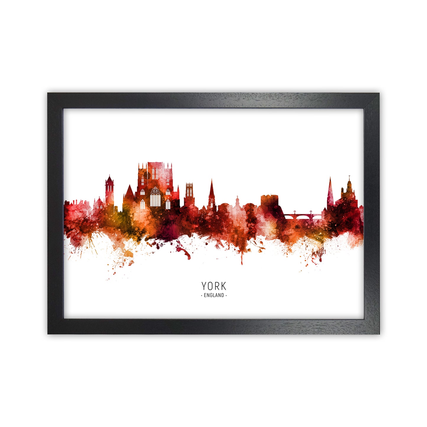 York England Skyline Red City Name Print by Michael Tompsett Black Grain