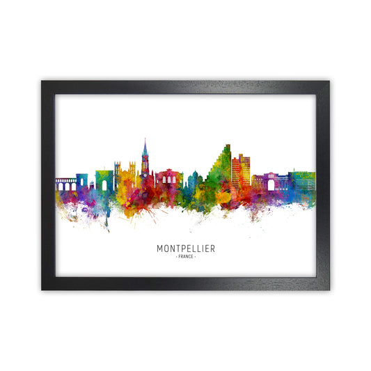 Montpellier France Skyline Art Print by Michael Tompsett Black Grain