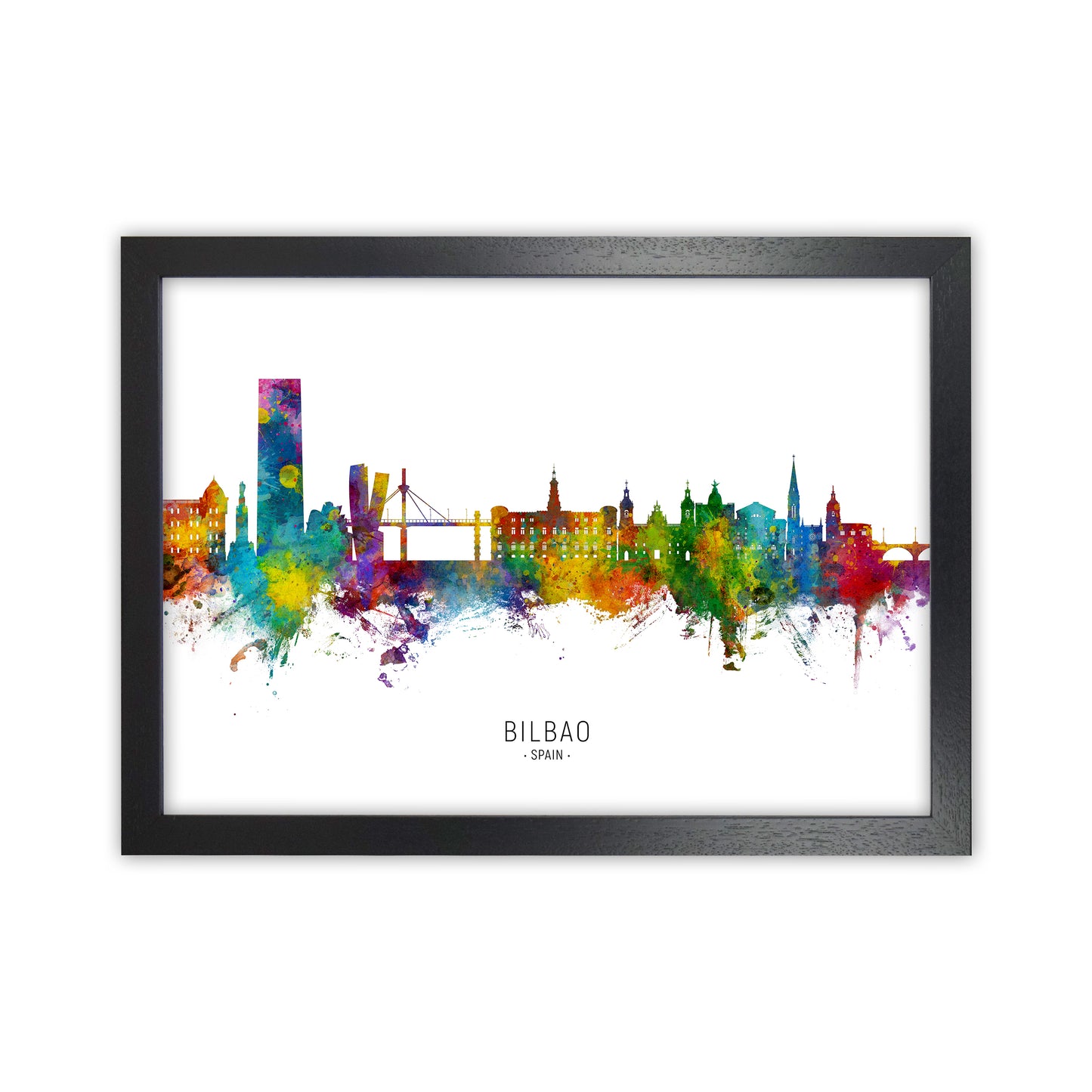 Bilbao Spain Skyline Art Print by Michael Tompsett Black Grain